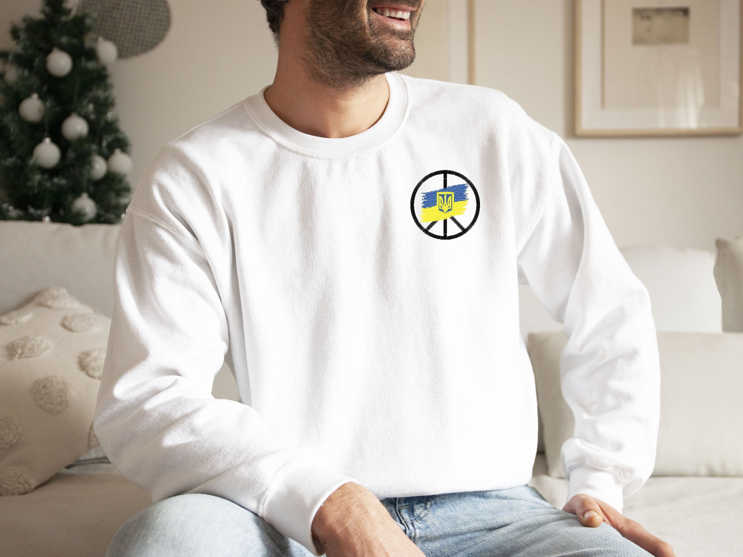 Peace Ukraine Embroidered Sweatshirt, Support Ukraine Sweater, Peace for Ukraine Sweatshirt, Ukrainian Sweater, Stop War Sweater