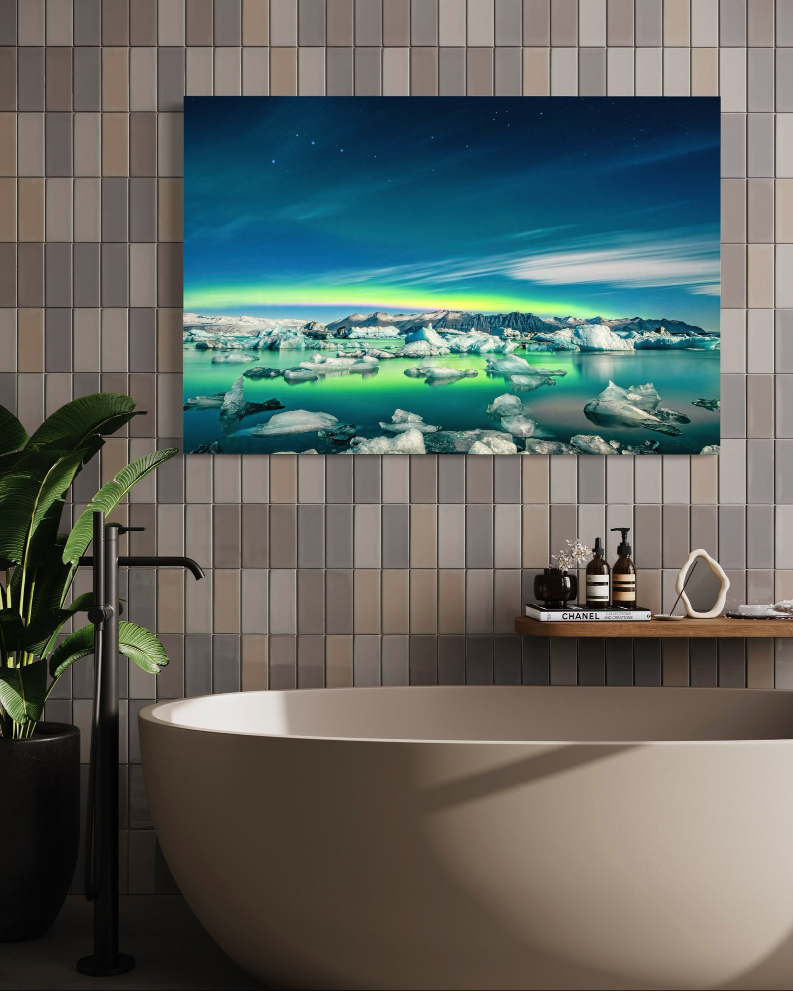 Northern Lights Diamond Beach Iceland - Bathroom Wall Art.jpg