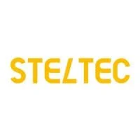 The word 'STELTEC' written in yellow capital letters on a white background.