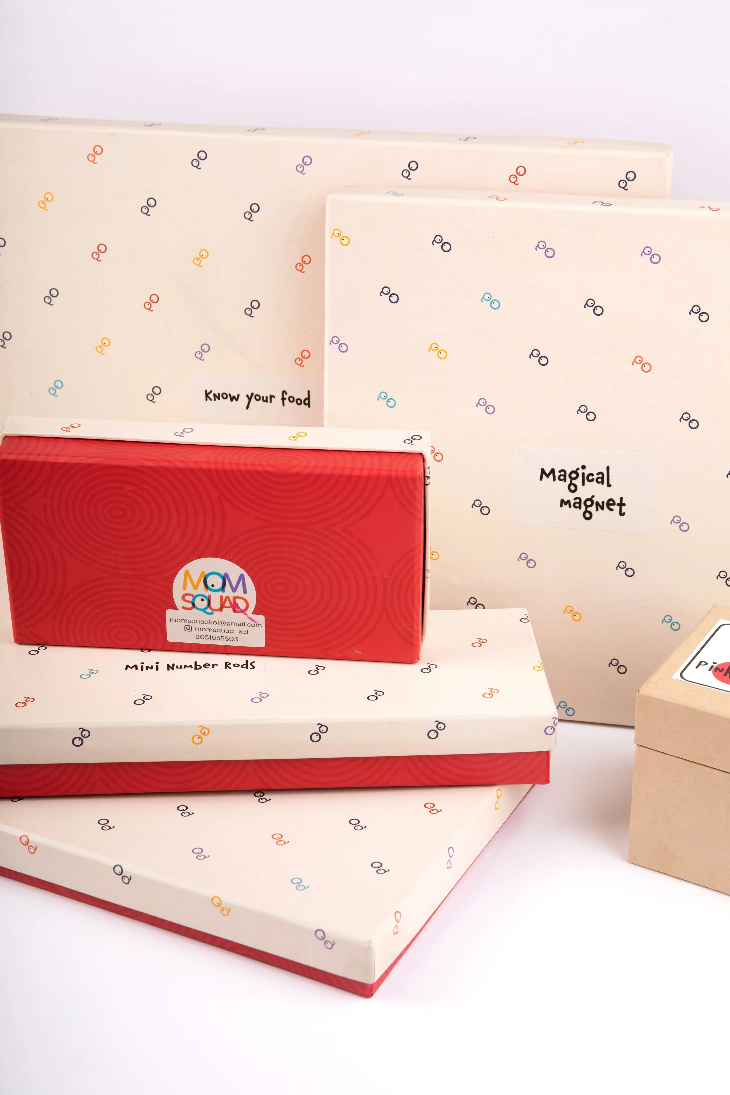 Packaging Design for different size boxes for Mom Squad