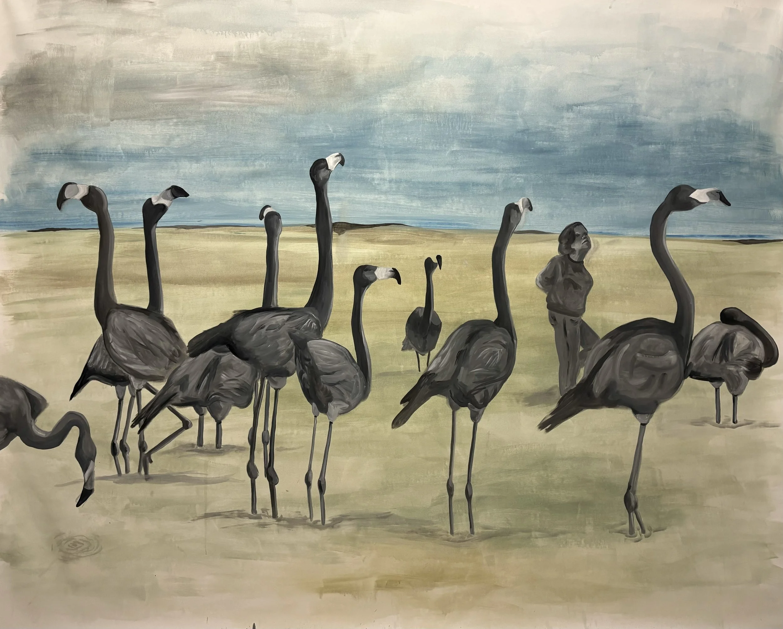 "Hiding In Greige" - oil on canvas - 210x180 cm