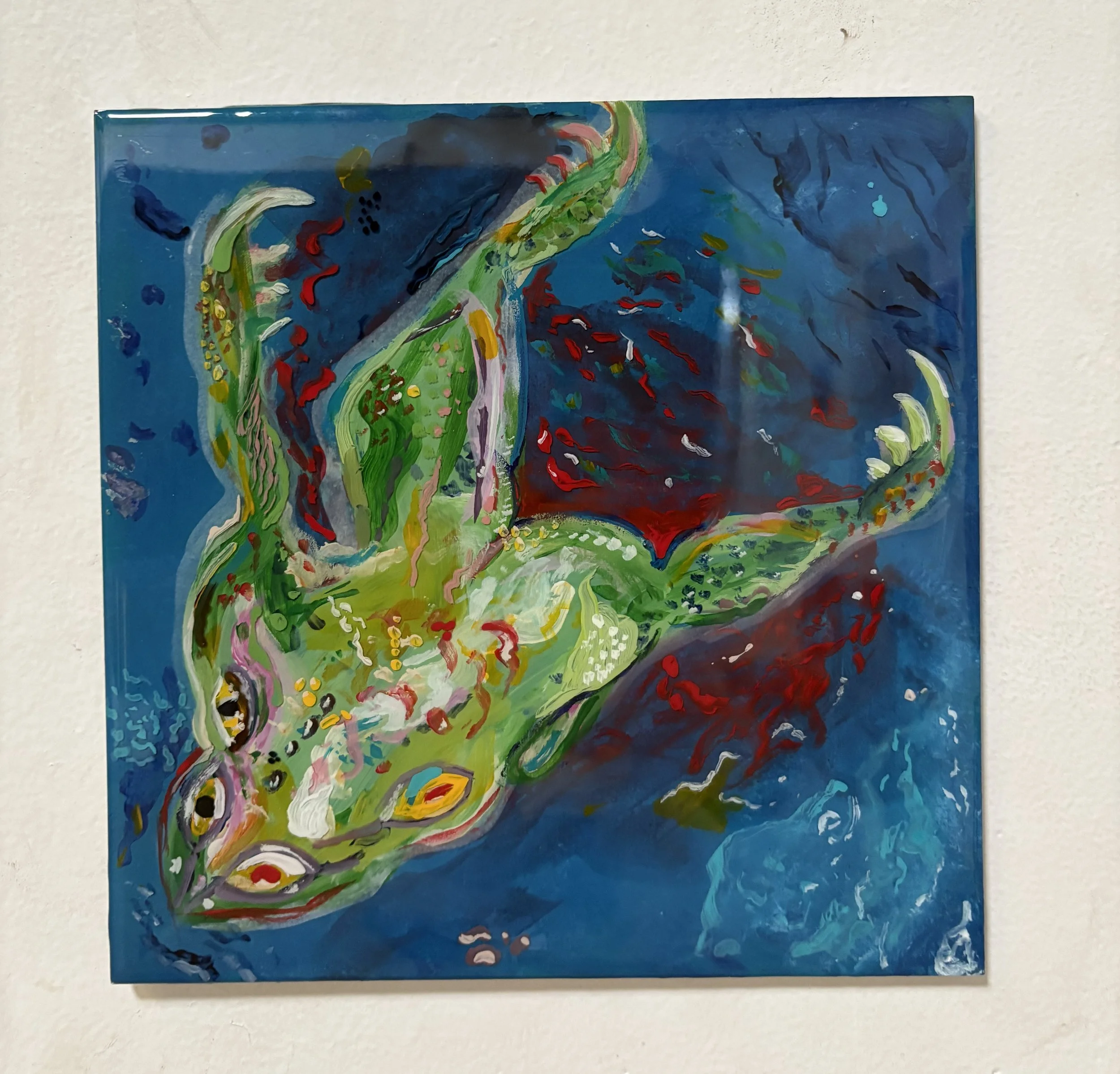 "Trapped" - acrylics and resin on board - 20x20 cm