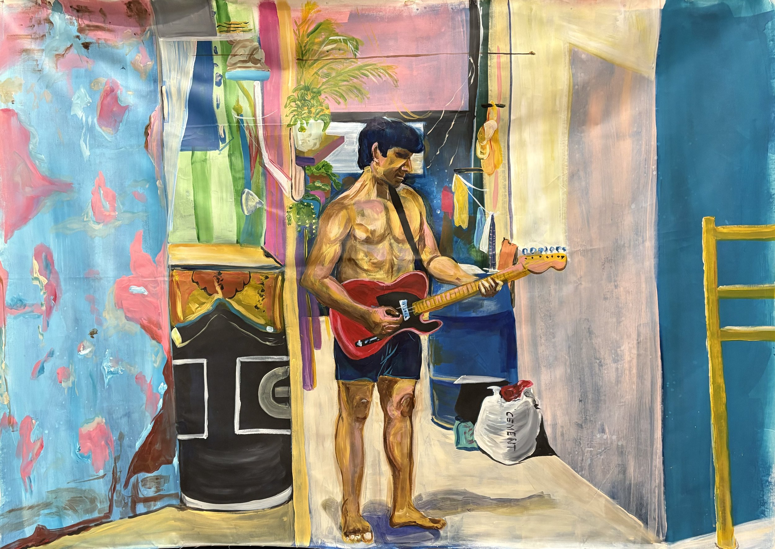"Me and my guitar" - acrylics on canvas - 160x105 cm