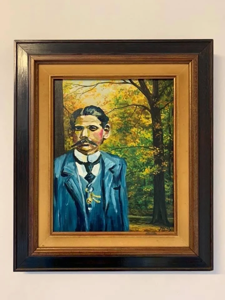 "Ancestry" - acrylics on an old painting - 30x40 cm