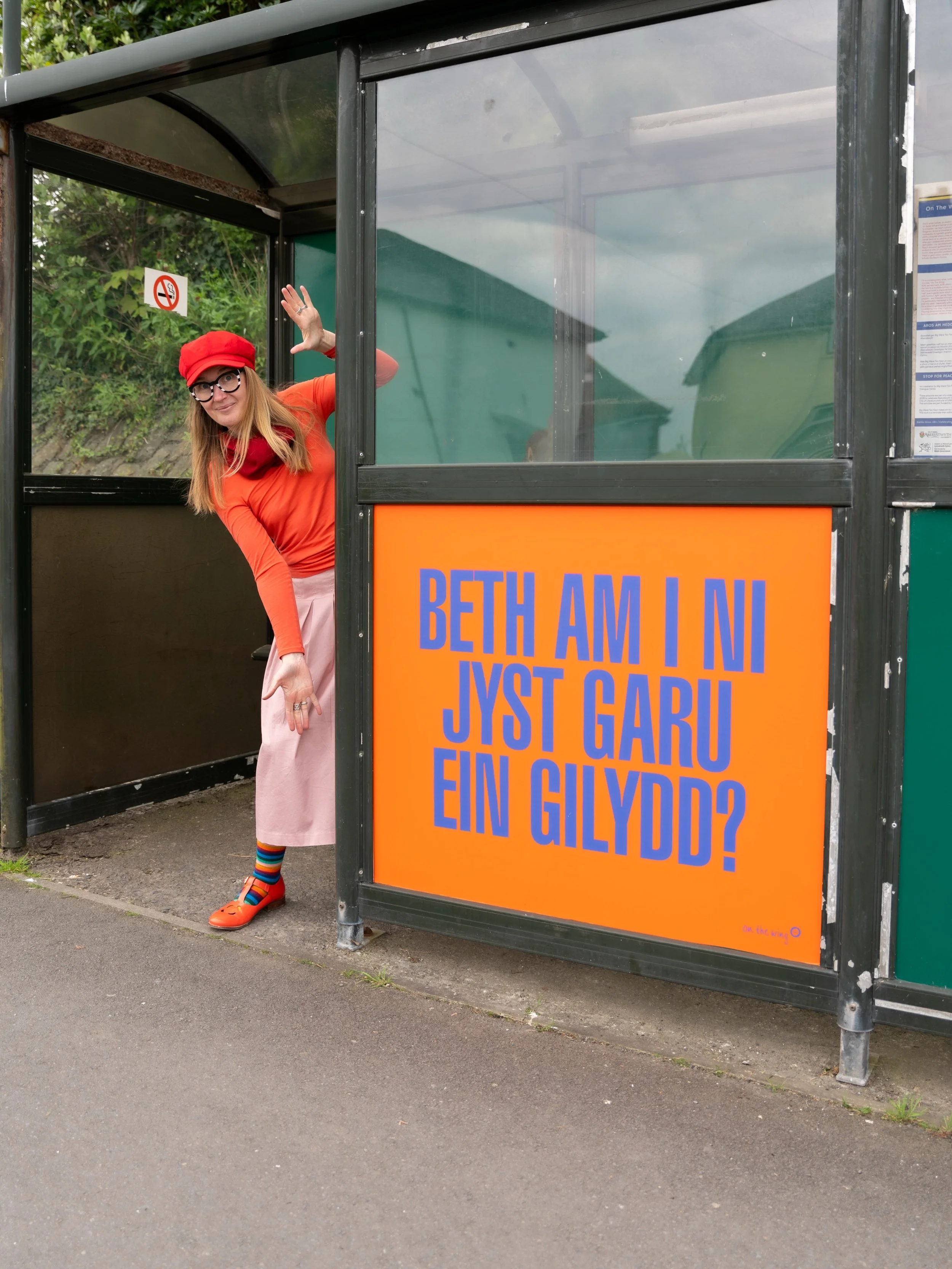 It&rsquo;s the very last day of my bus stop installations! / Dyma ni di cyrraedd ddiwrnod olaf y gosodiadau celf yn ein safleoedd bws! 😢🥹

Yep indeedy, at some point today, these quietly-but-colourfully, gently poetic local bus stop adornments will