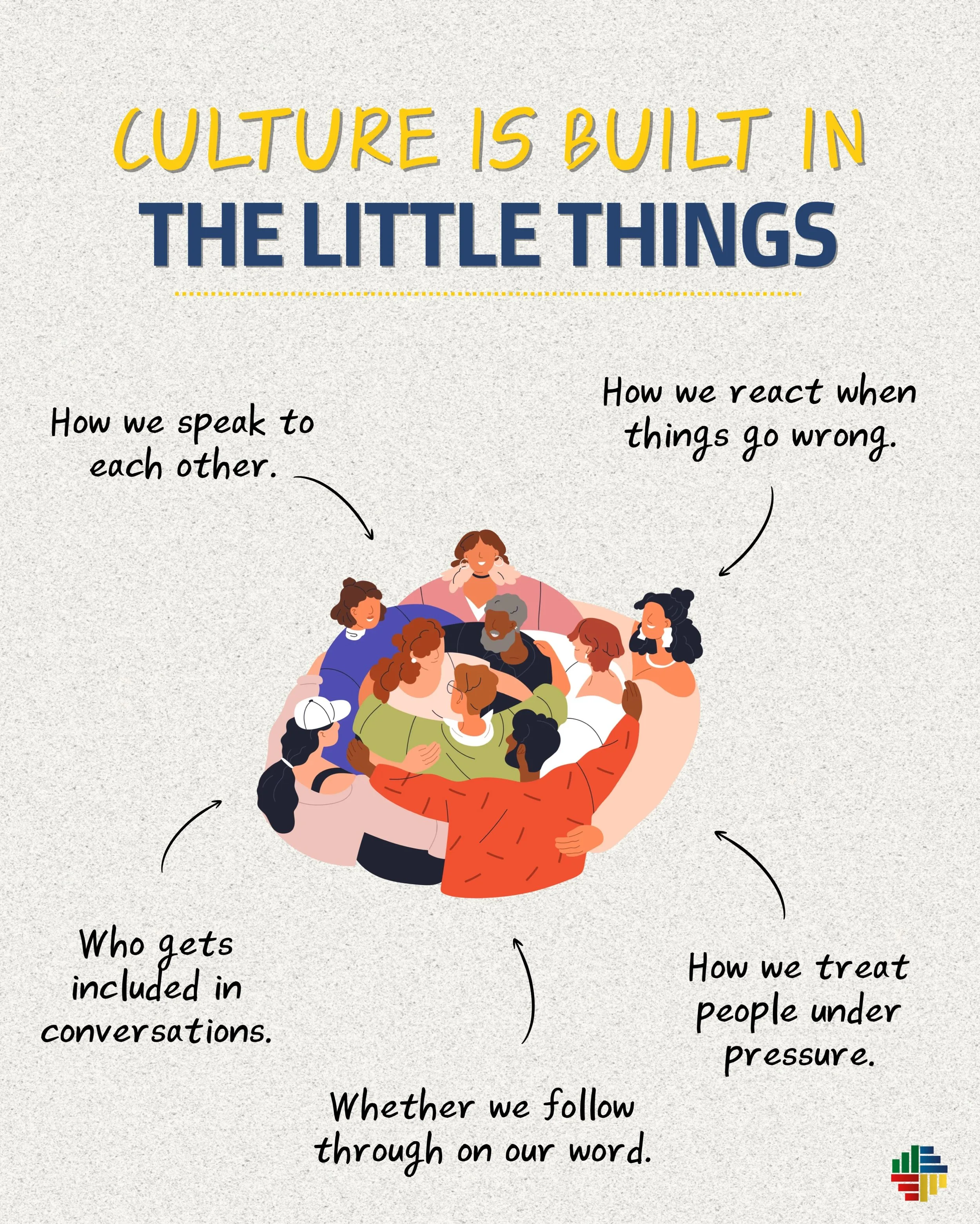 A good work culture is often found in the little things! 

A colleague checking in on you, a manager who listens to understand, or the kindness in the way we speak to each other.

They may feel like small gestures, but they make a big difference in h