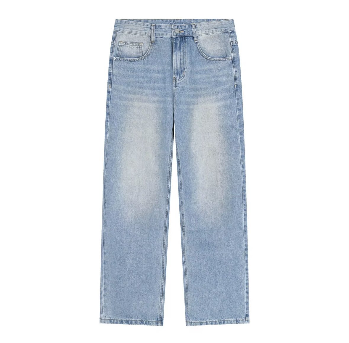 Light Wash Acid Wash Straight Leg Jean