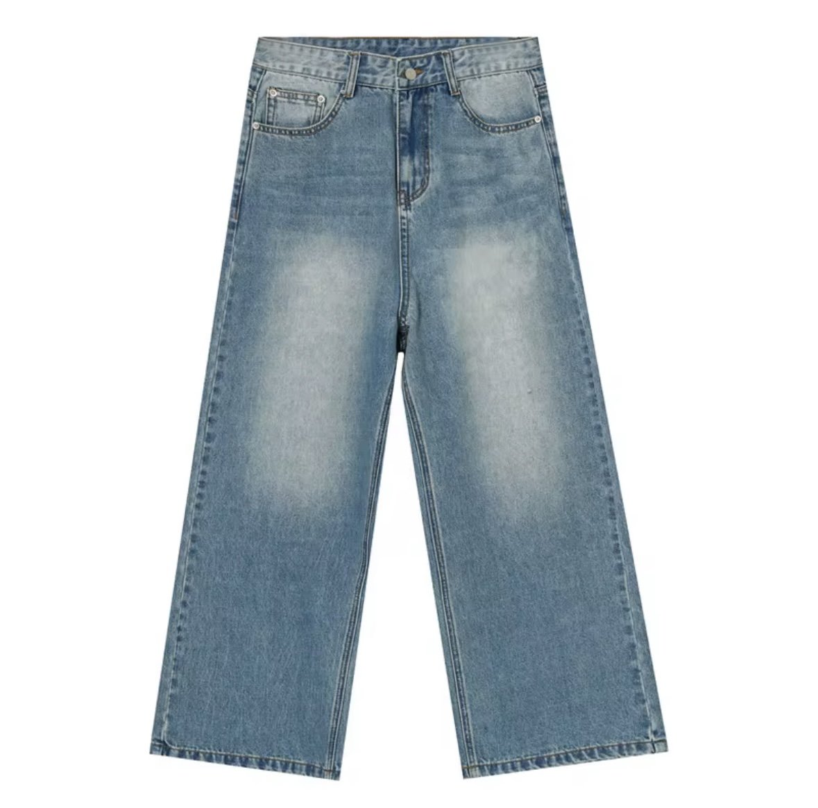 Medium Wash Acid Wash Baggy Jean