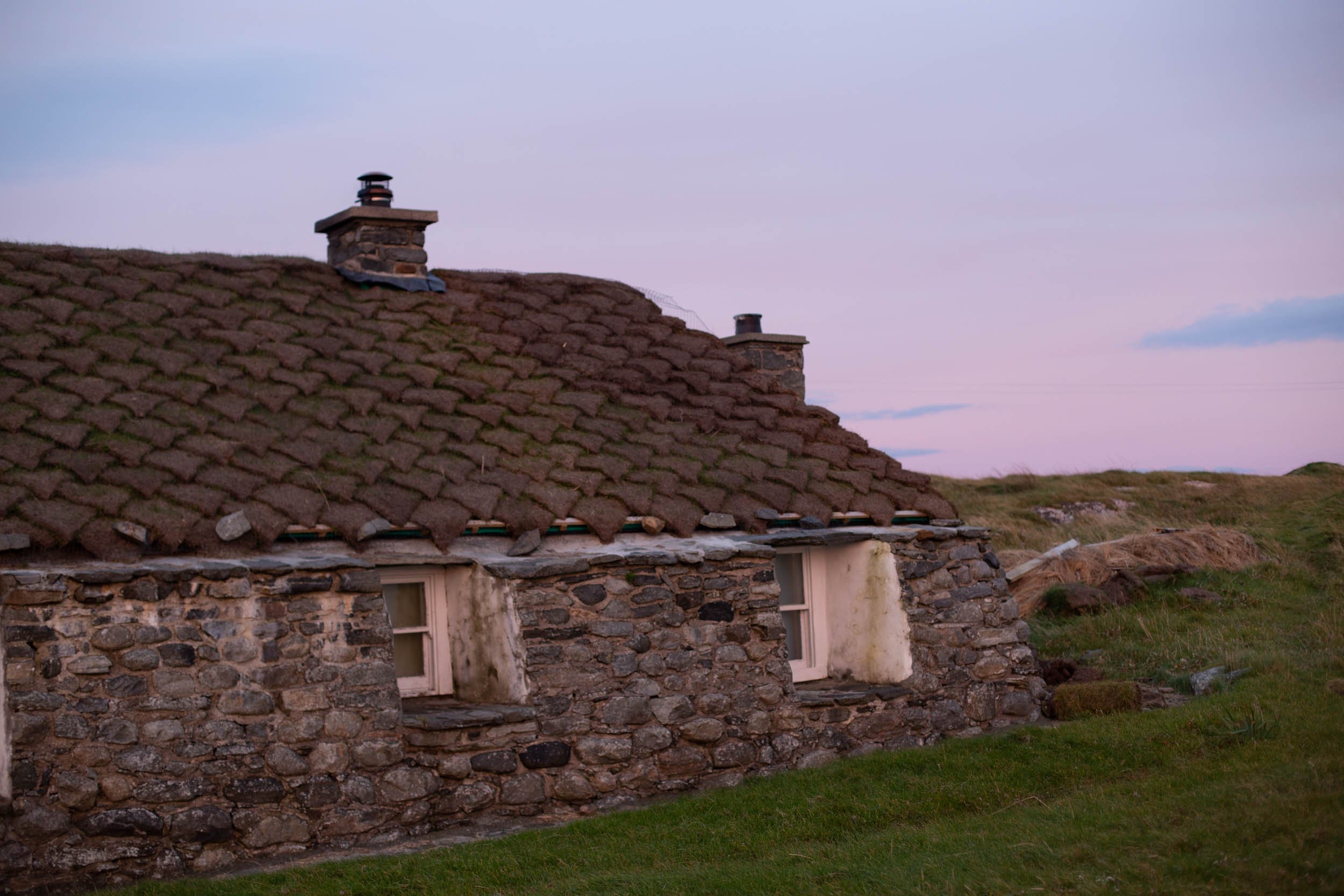 Layed turf which is the base for the thatching grass.