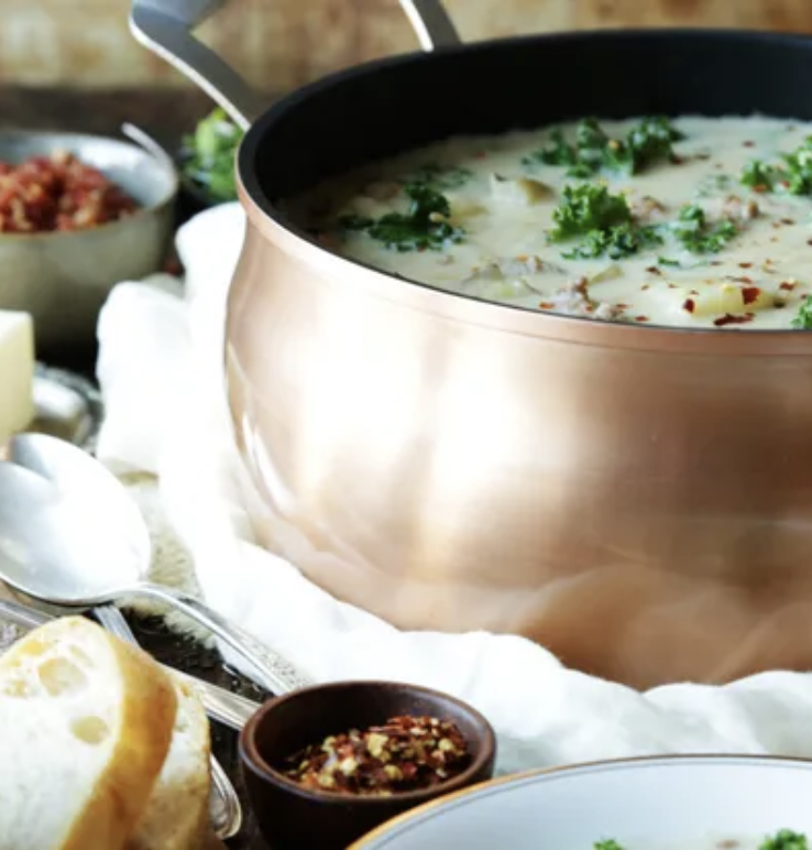 Sausage, potato and kale soup