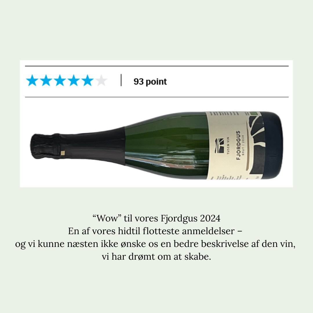 WOW &ndash; sikke en anmeldelse! 🥂

Vores nye Fjordgus 2024 har v&aelig;ret en tur i glasset hos Sj&aelig;llandske Nyheder, og ordene g&oslash;r os b&aring;de stolte og glade.

&ldquo;Helt t&oslash;r og spr&oslash;d mousserende vin&rdquo;
&ldquo;&he