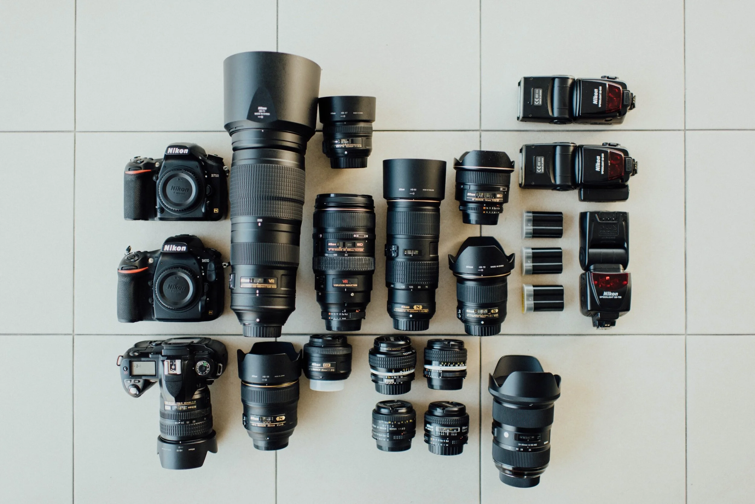 Spread of camera gear