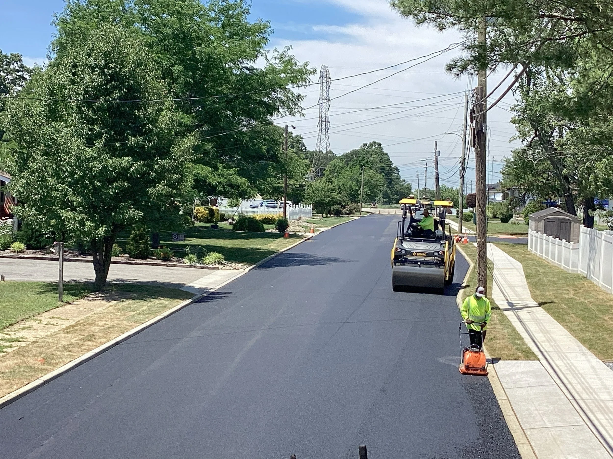 Asphalt paving project on Pine Road in Berlin, New Jersey
