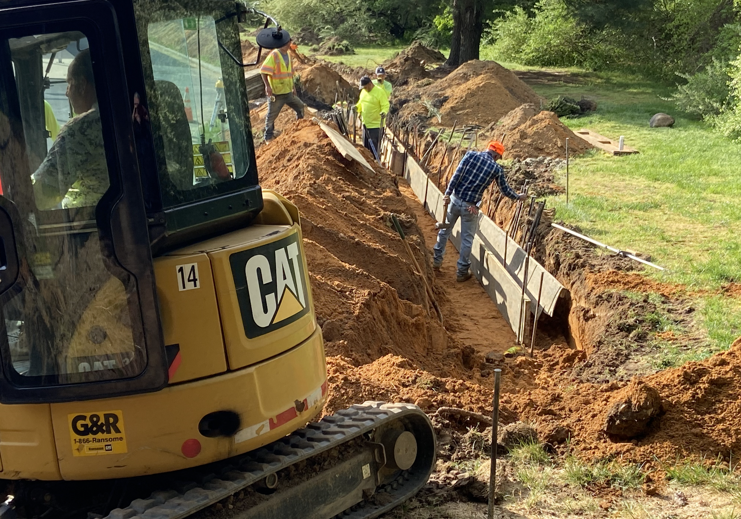 Concrete curb work in progress