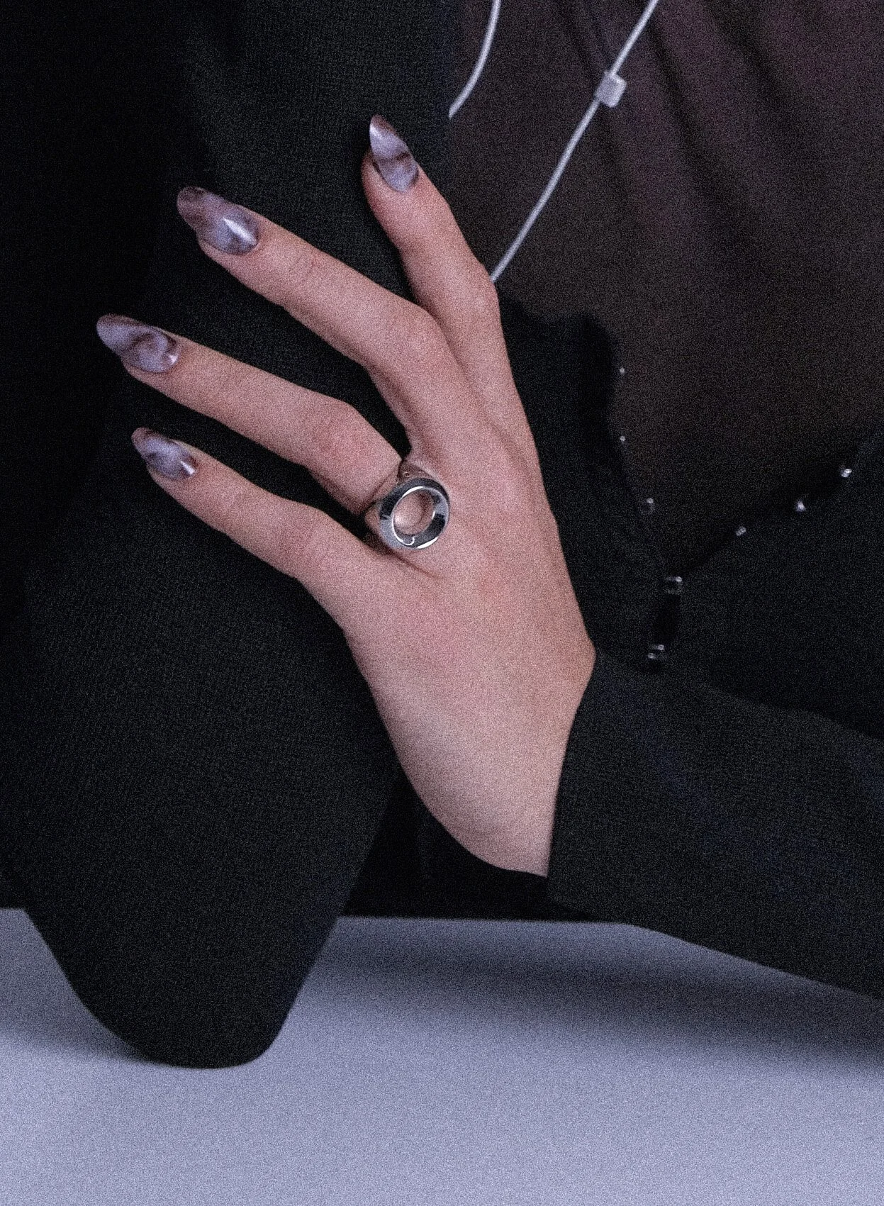 bague ajourée argentée