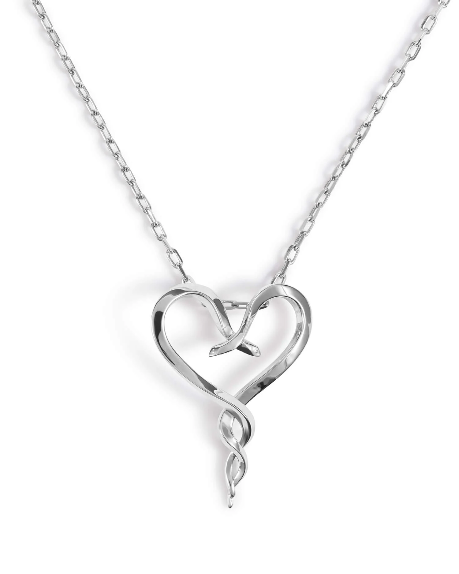 pendentif coeur et serpents argent
