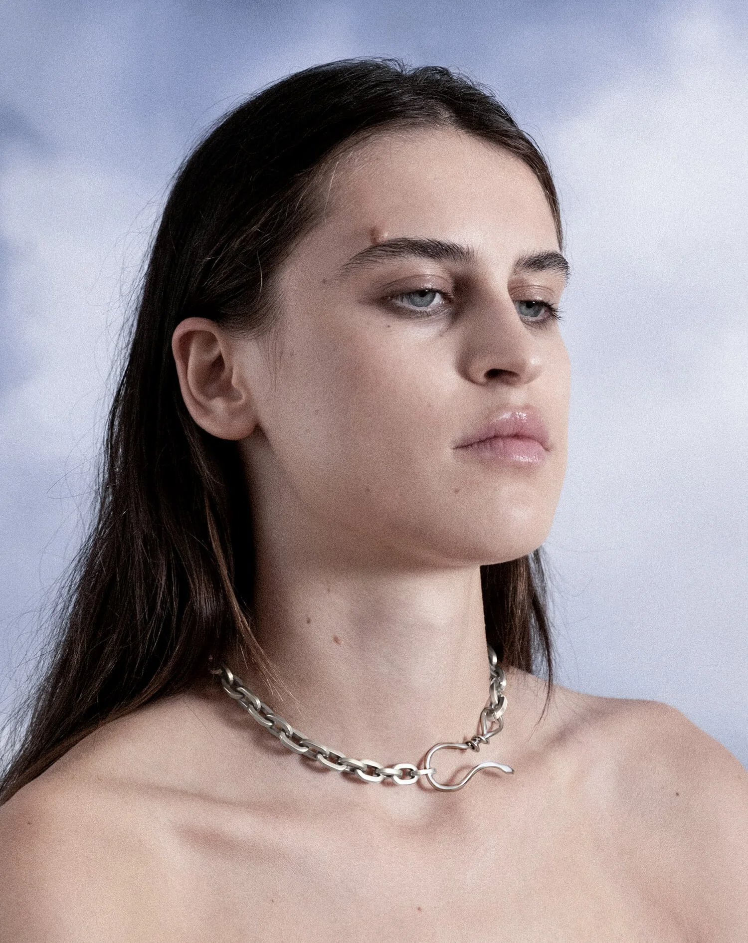 collier chaîne et serpent argent