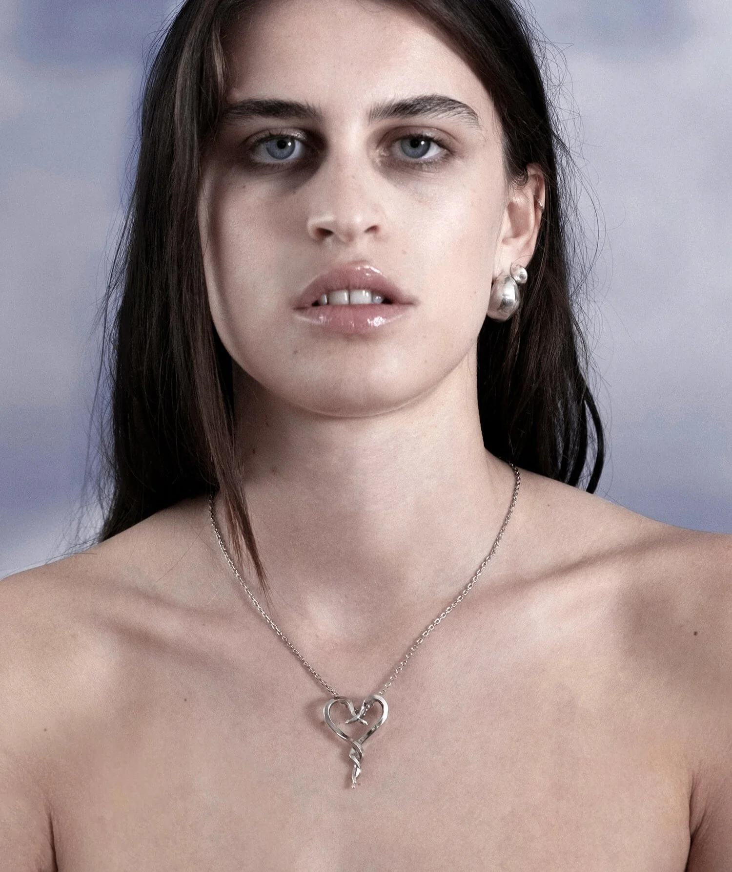 pendentif coeur et serpents argent