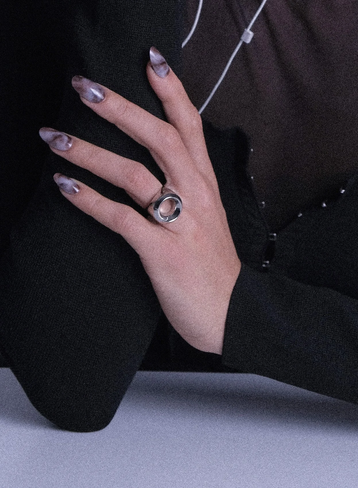 bague ajourée argentée