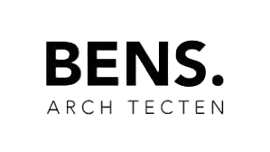 Logo met de tekst 'BENS. ARCH TECTEN' in zwart en wit.