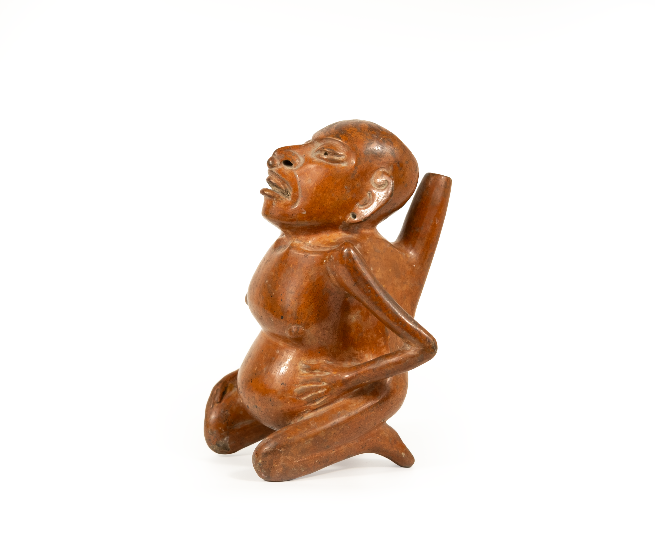 Seated Figure Vessel with Spout