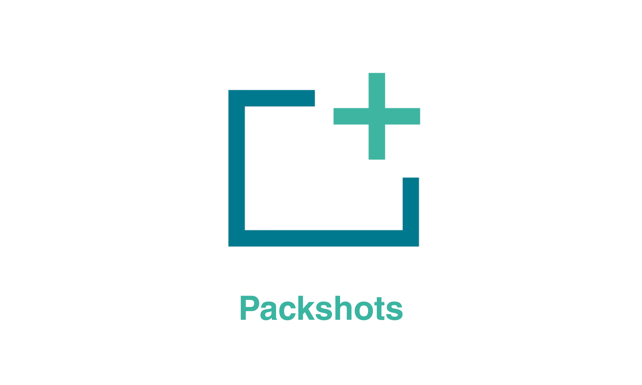 Logo mit einer stilisierten Kamera mit Pluszeichen und dem Text 'Packshots' darunter.