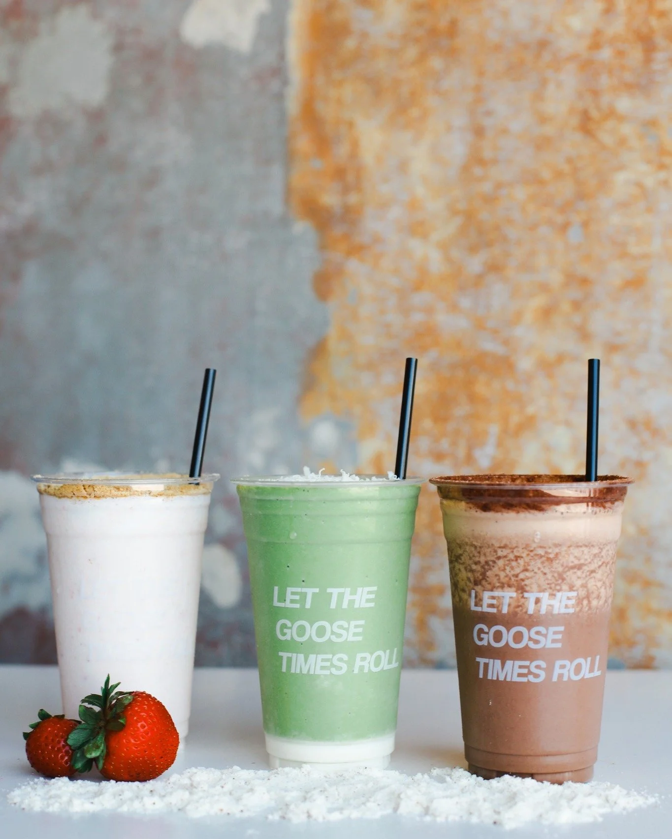 Bella Goose, but with a boost💪 Introducing our lineup of protein shakes and refreshers, exclusively at the Downtown Dells location. 

On the recovery side: 
-Strawberry Strength: strawberries, grass-fed whey protein powder, plain greek yogurt, whole