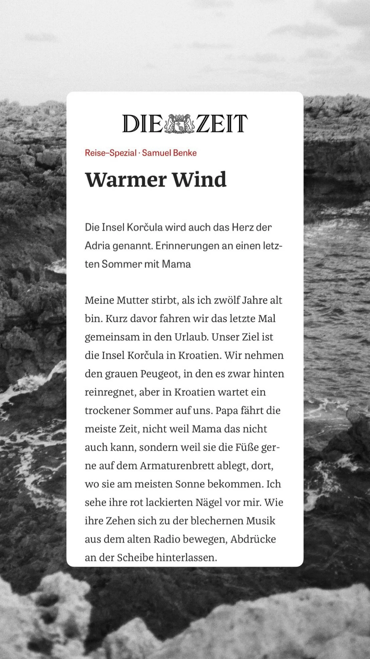 Zeit Insel Massentourismus Text Samuel Benke
