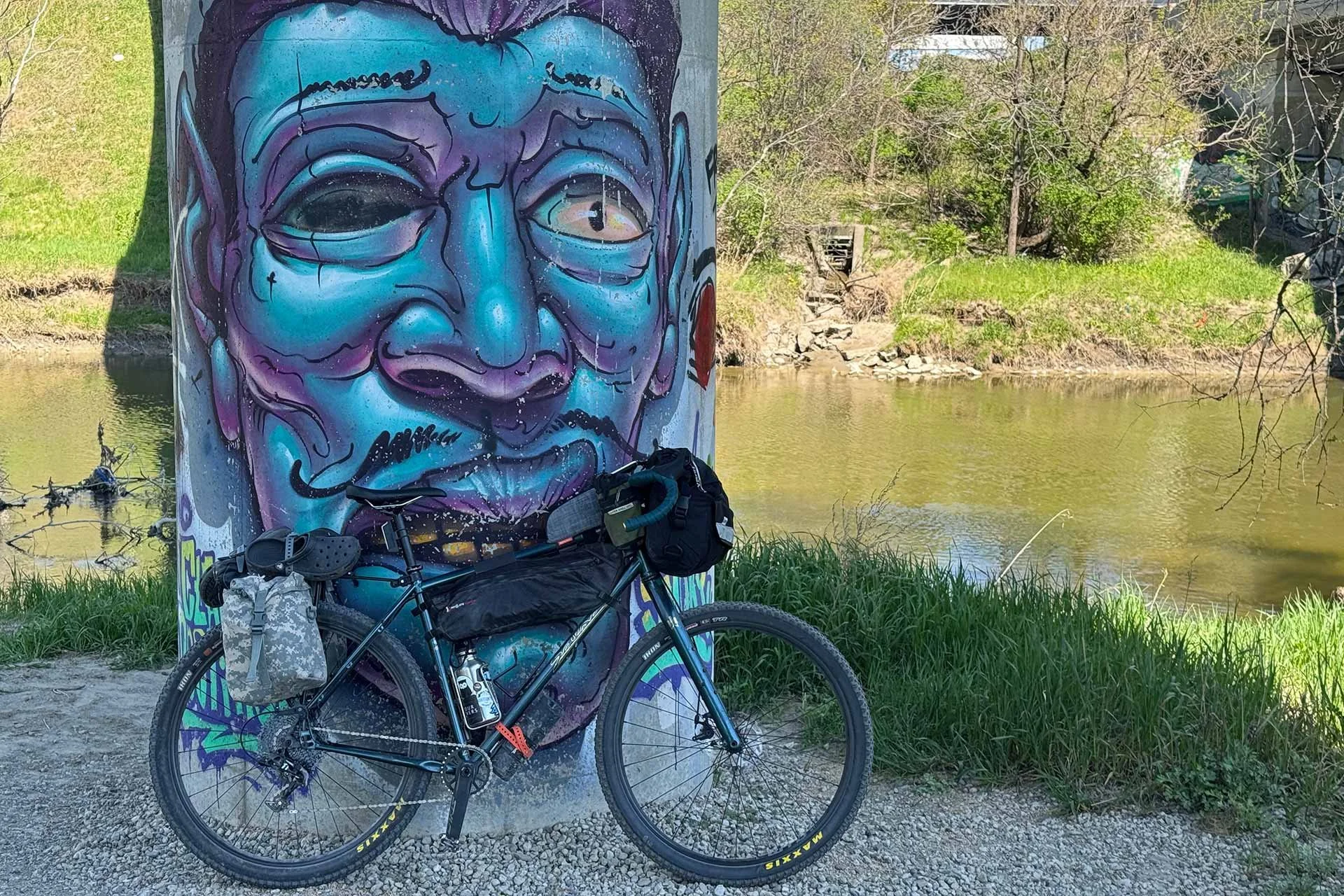 Bike parked along Humber River trails, Toronto