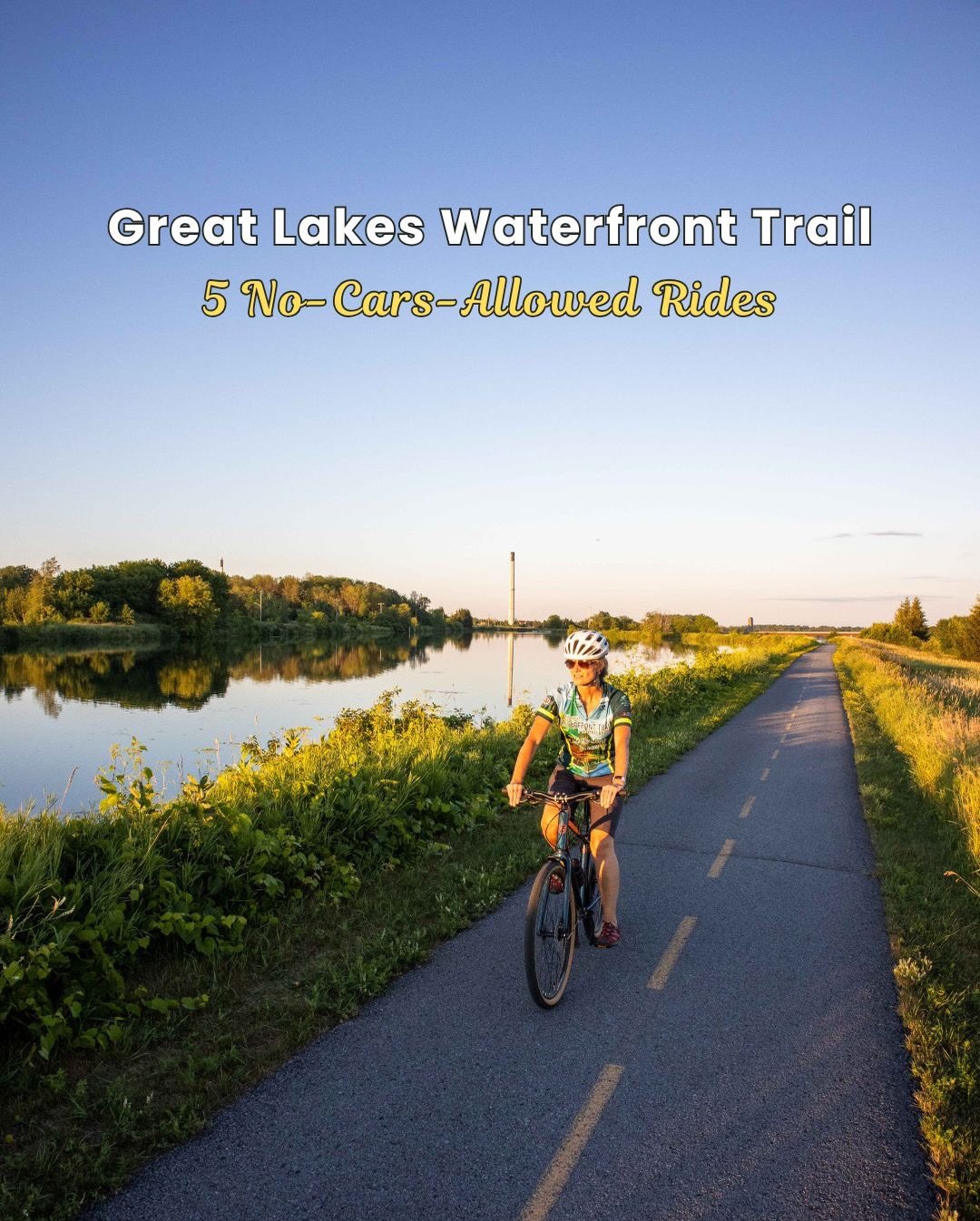 No traffic. No stress. Just wheels, water, and wide-open trail.

These car-free sections of the Great Lakes Waterfront Trail are perfect if you want to ride without worrying about vehicles.

Whether you&rsquo;re cruising solo, riding with friends, or