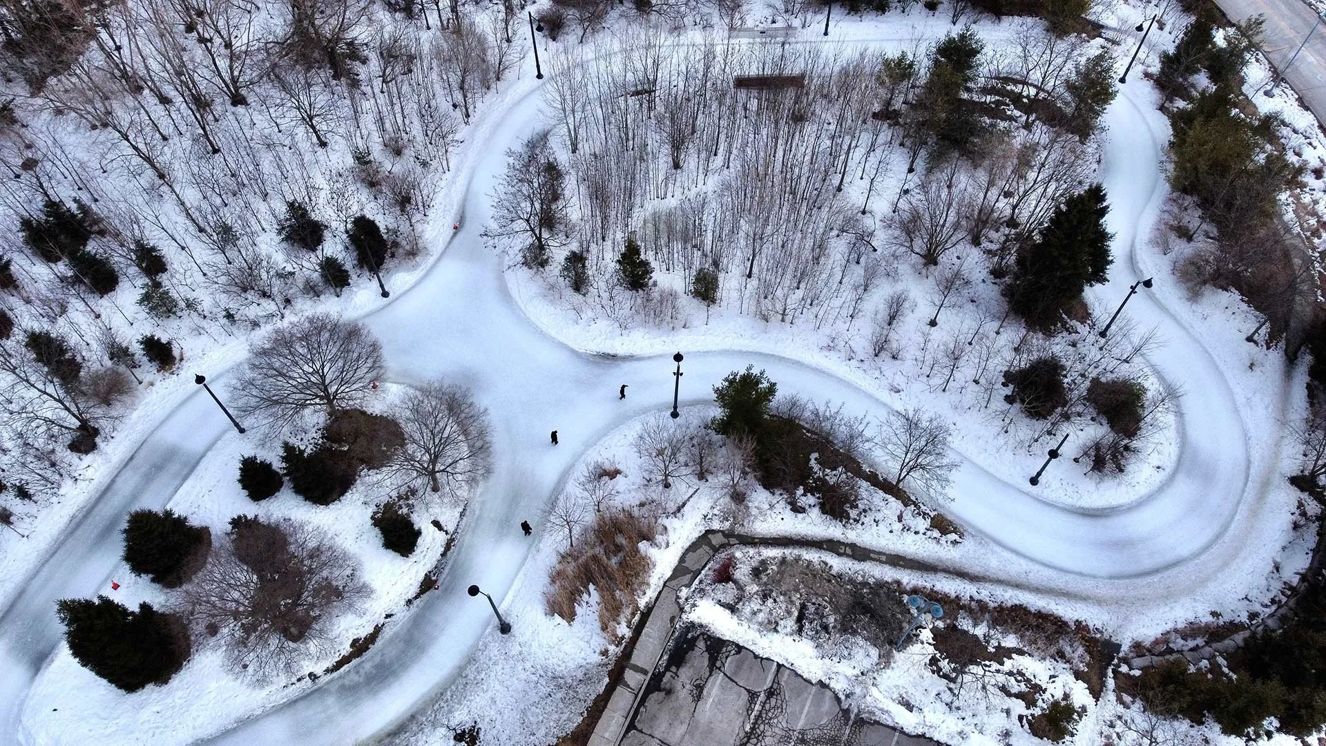 View from above, Colonel Samuel Smith Park Skating Trail, Toronto’s oldest skate trail.