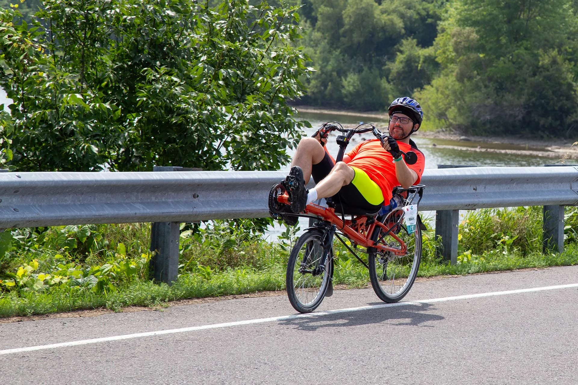 Rider on a Recumbent Bike during the GWTA.