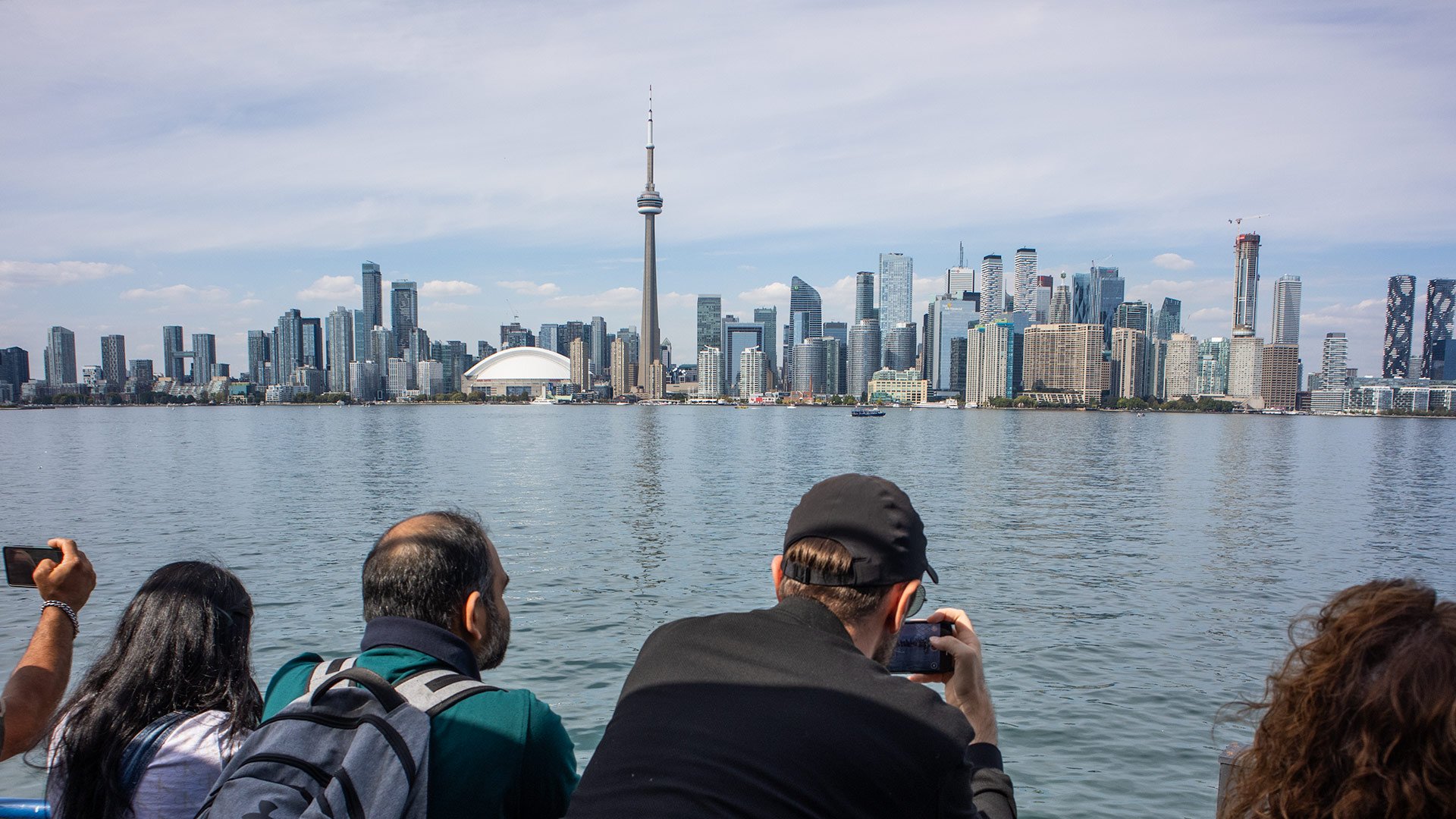 View of Toronto’s skyline is from the deck of the Toronto Island ferry.