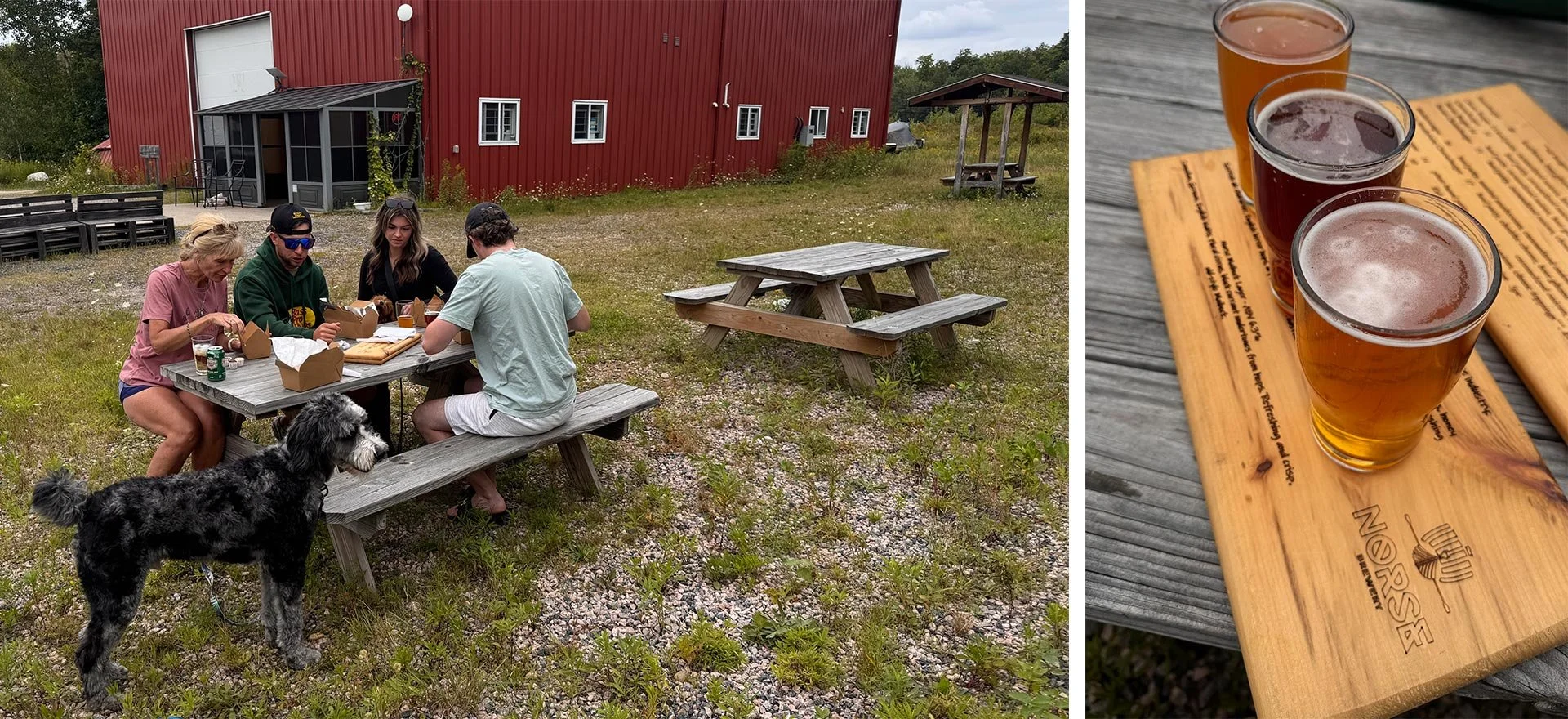 Enjoying lunch and a beer at Norse Brewery.