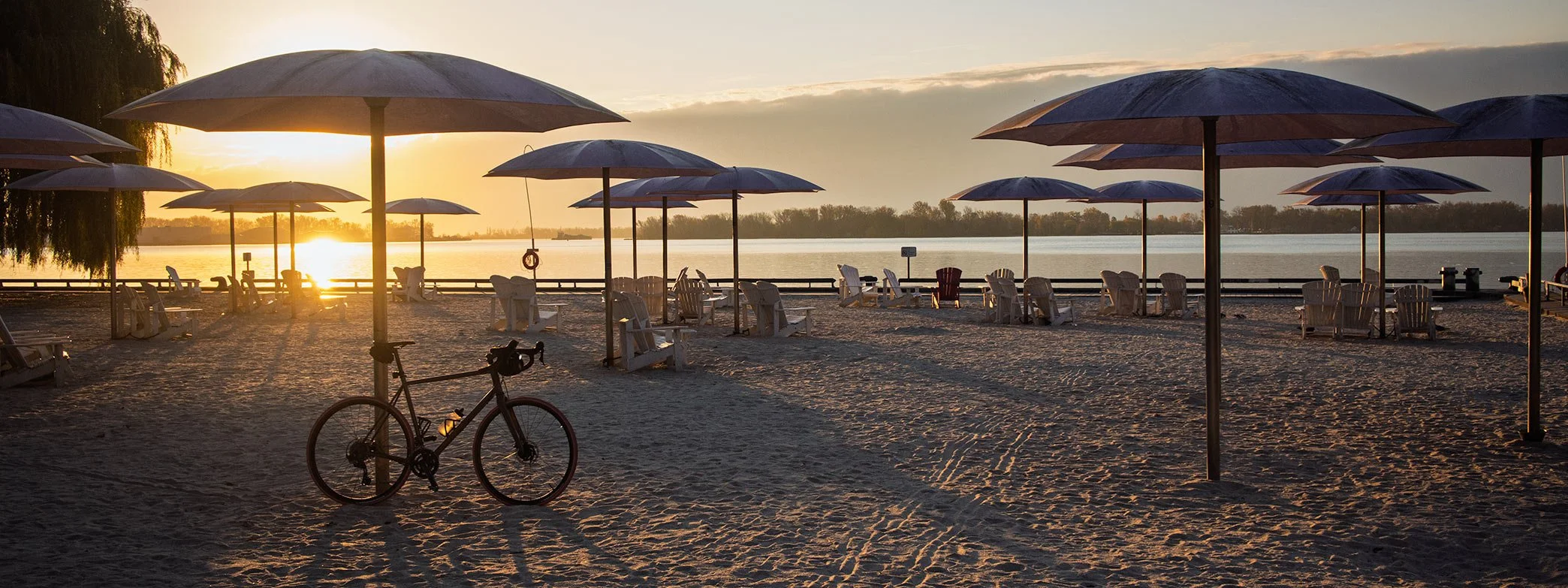 A bike and sunrise at Toronto’s Sugar Beach