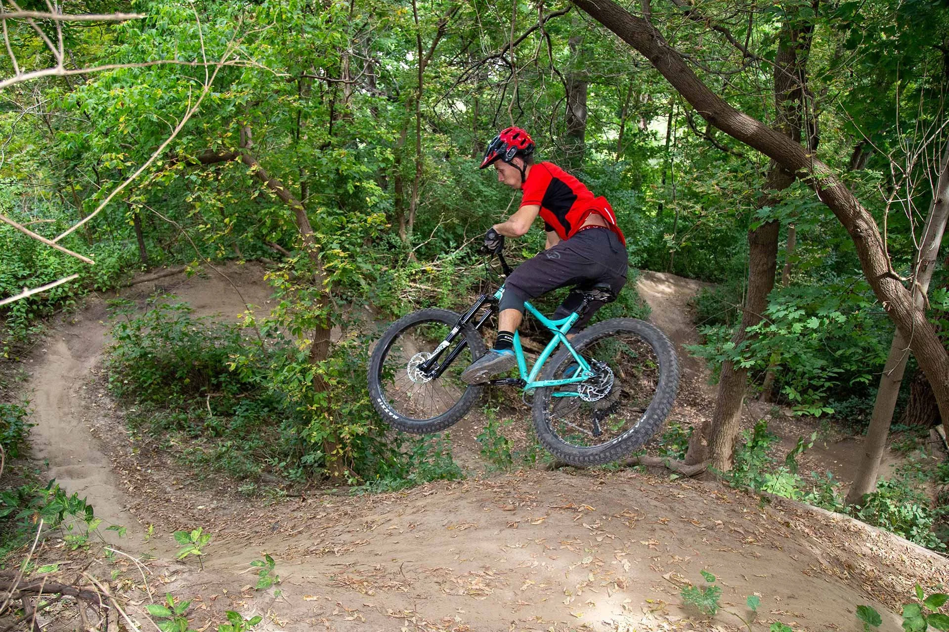 Mountain biker on the Don Valley Trails, Toronto