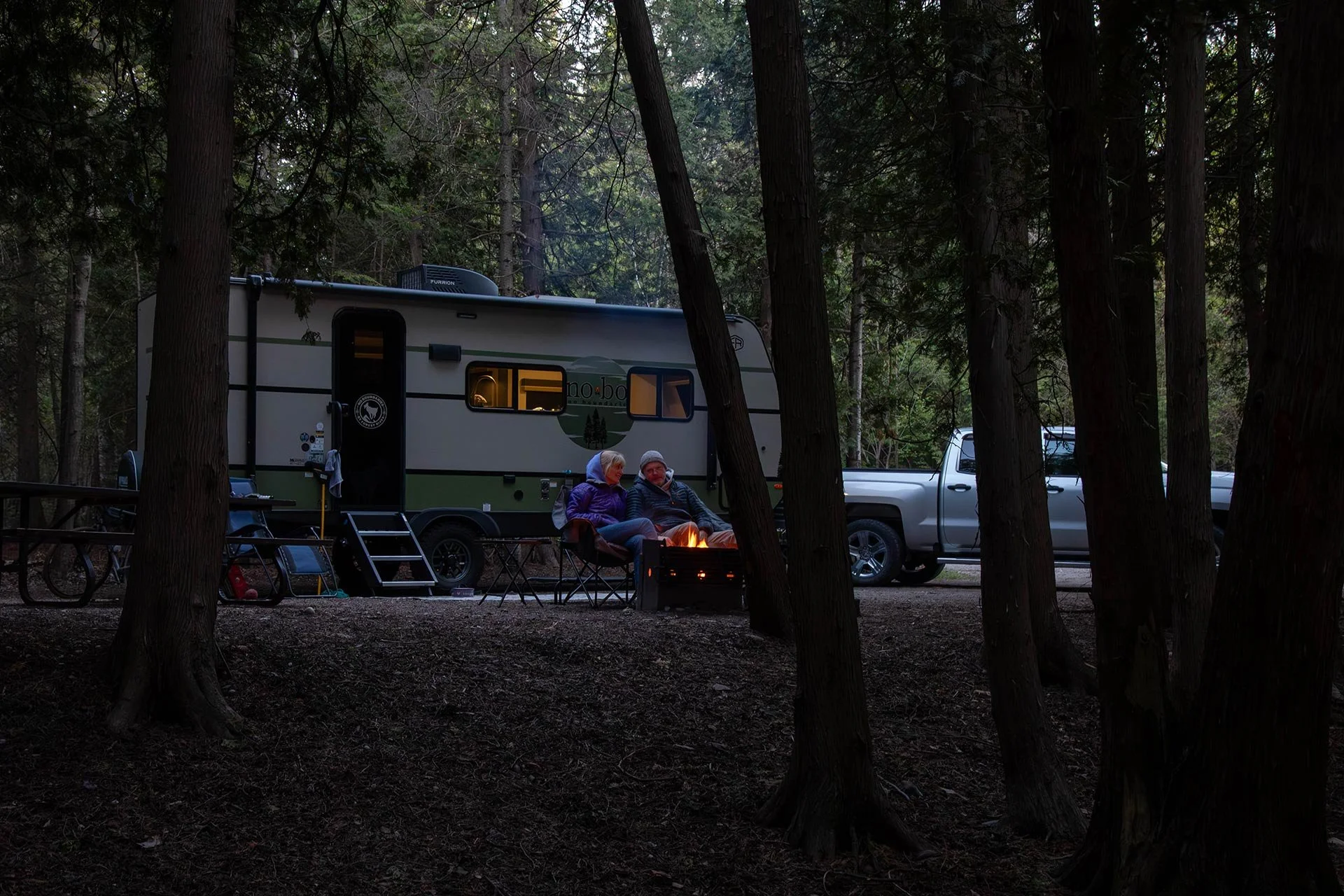 Evenings by the fire at MacGregor Point Provincial Park