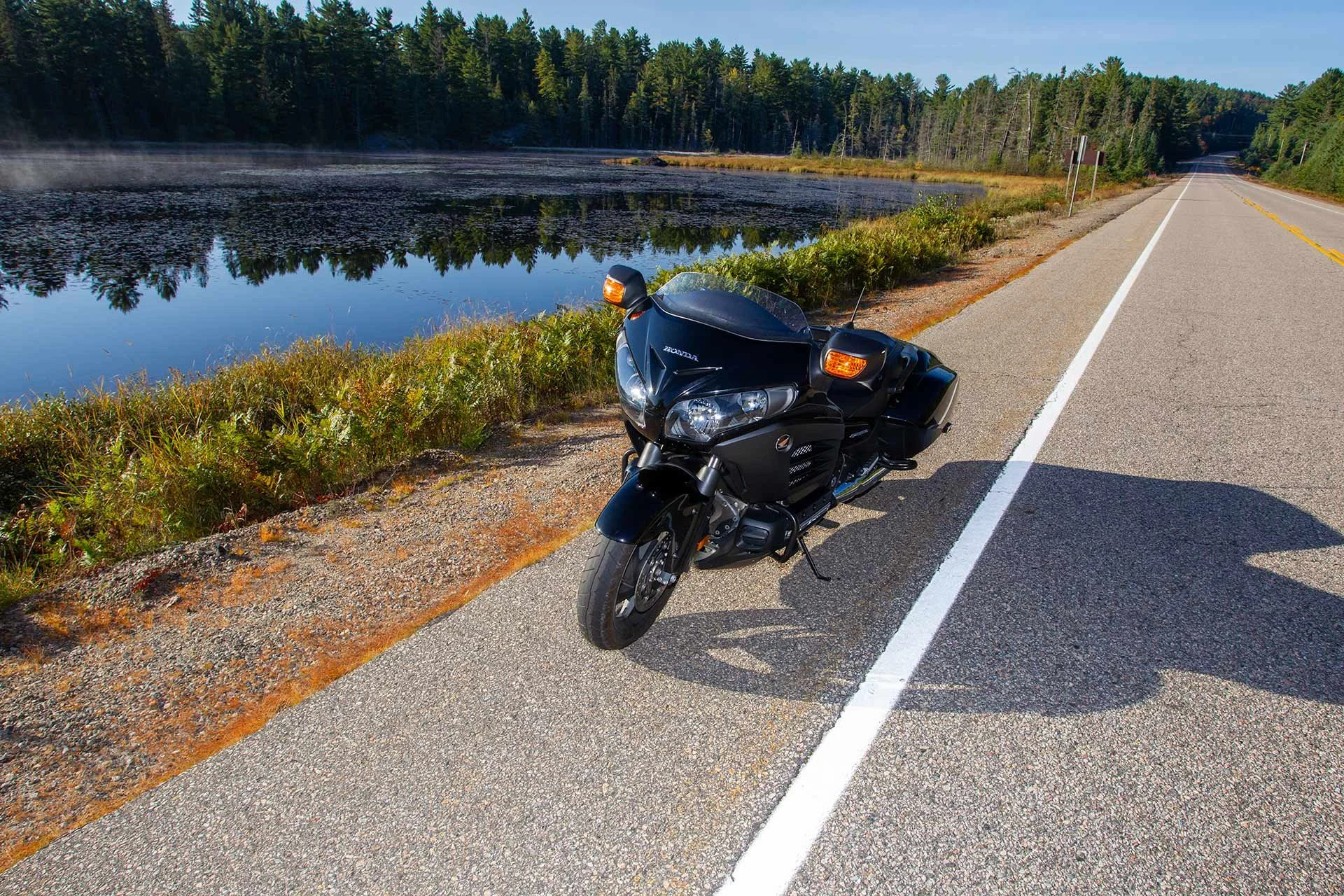 Bike parked by the road, Highway 60 Ontario.