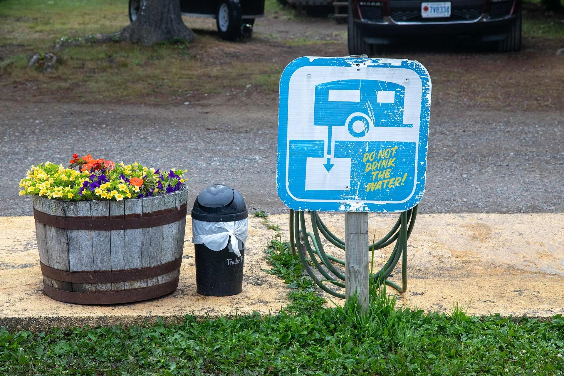 A RV dump startion sign.