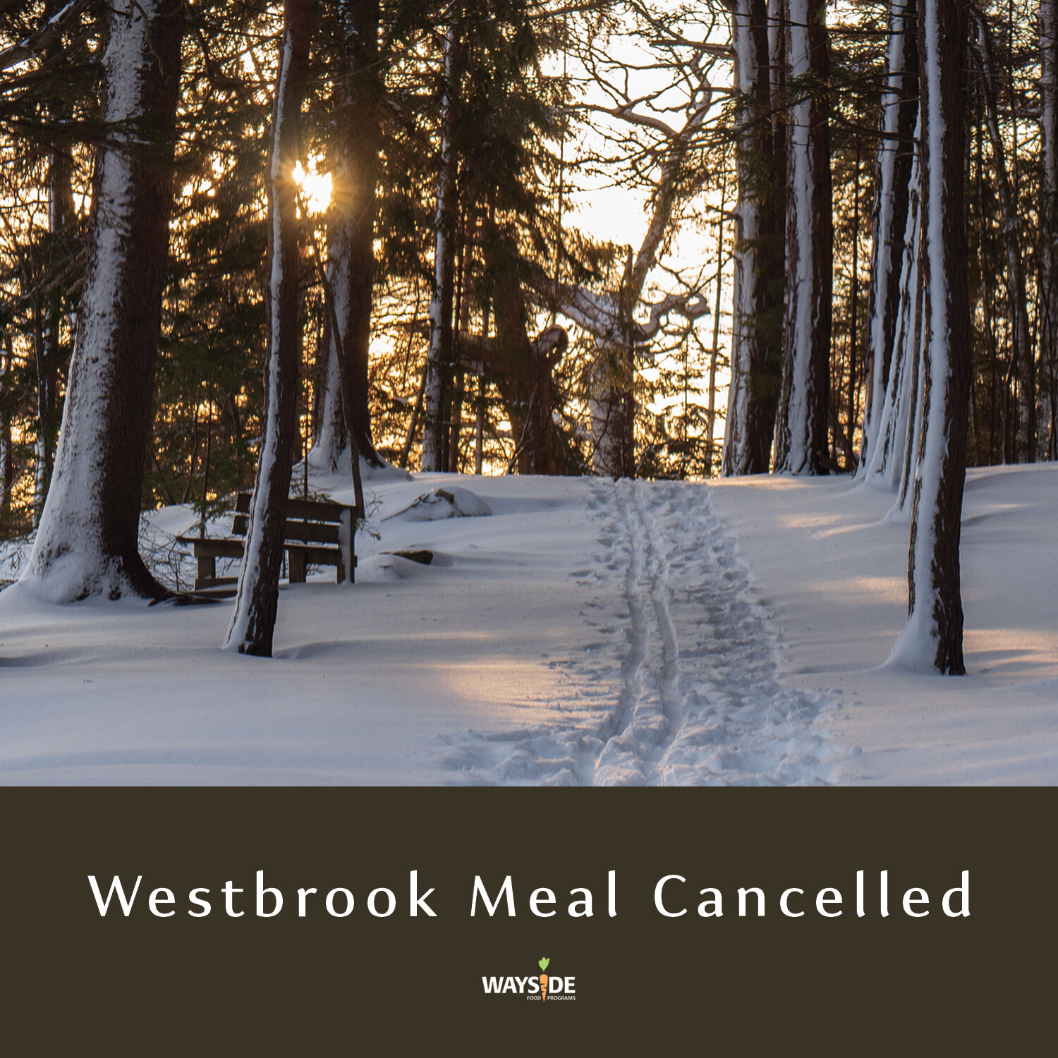 Due to the incoming nor'easter, our Wednesday evening community meal at Westbrook Community Center has been cancelled. Stay safe and warm out there!
.
.
#noreaster #communitymeals