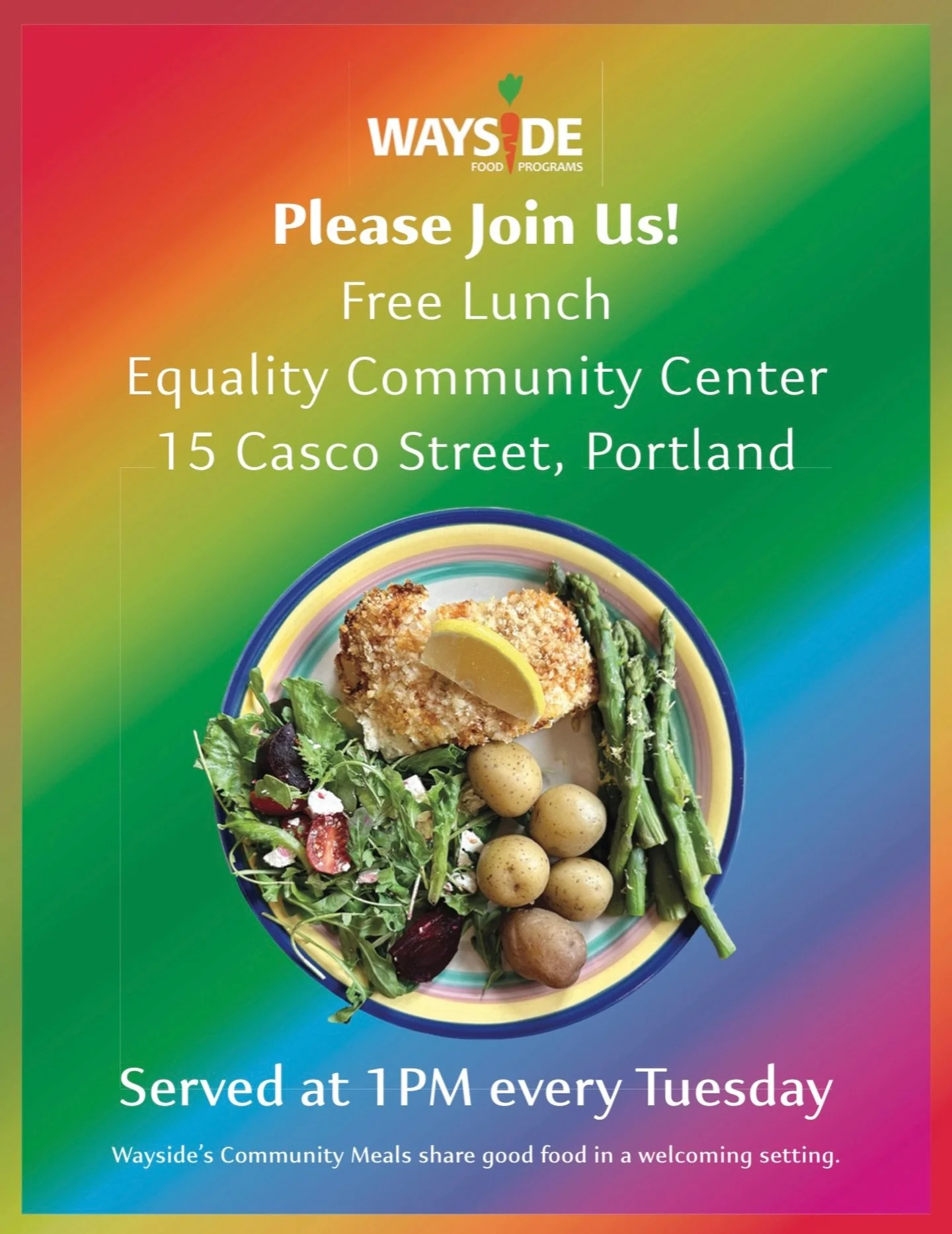It&rsquo;s kind of cold, dark, and wet out there today, folks. But the vibes for the free lunch over at Equality Community Center are warm, welcoming, and nutritious. We hope to see you at 1! Come one, come all! ❤️
.
.
#free #meal #community #nutriti