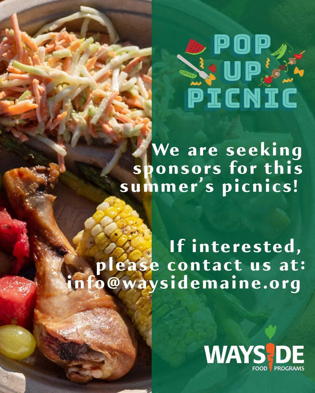 👀**Please share** For more information about this summer's FREE picnics, please visit www.waysidemaine.org/pop-up-picnics
.
.
#community #freemeal #zerowaste #FunForAllAges #livemusic