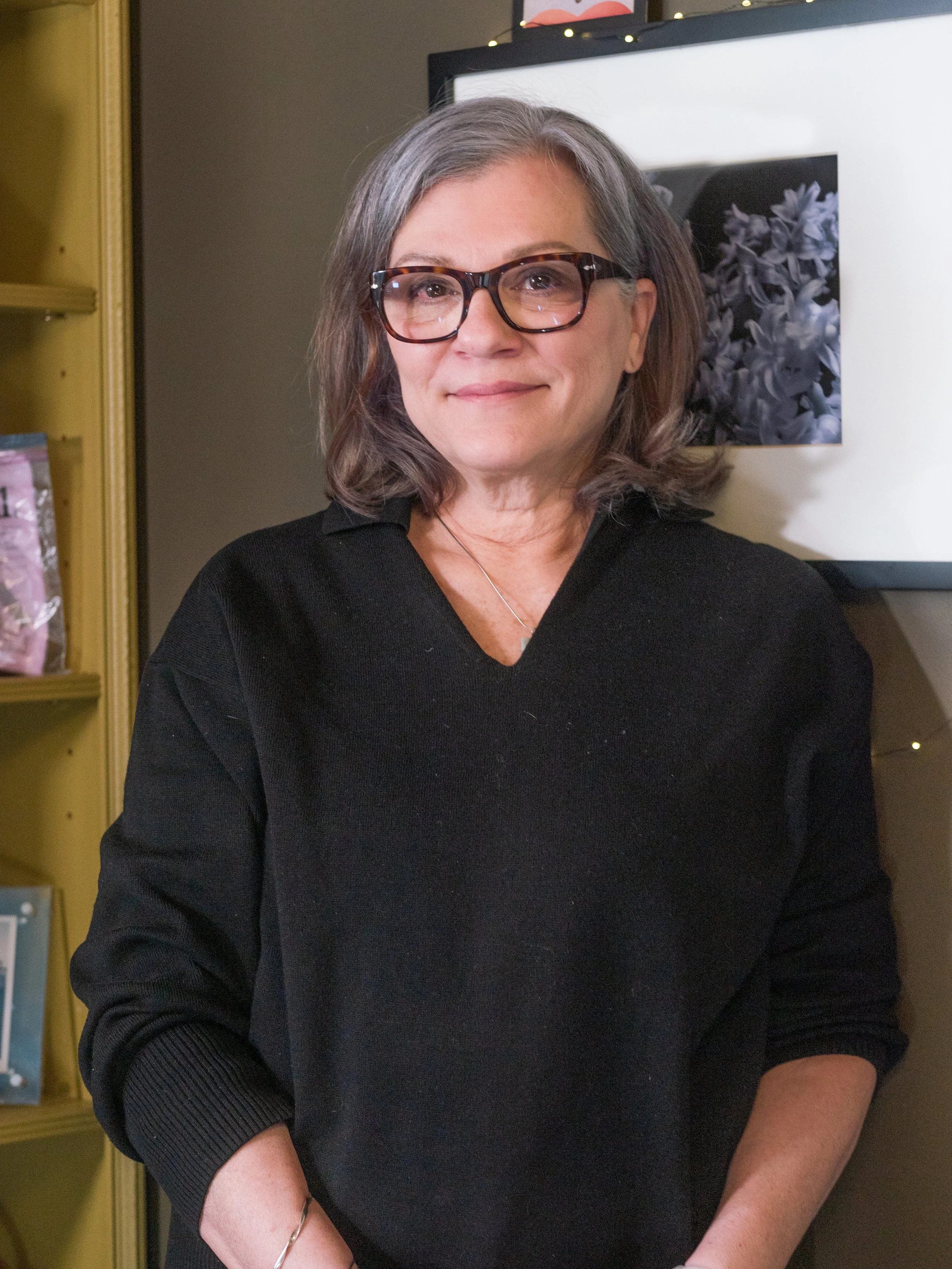 Smiling woman with glasses