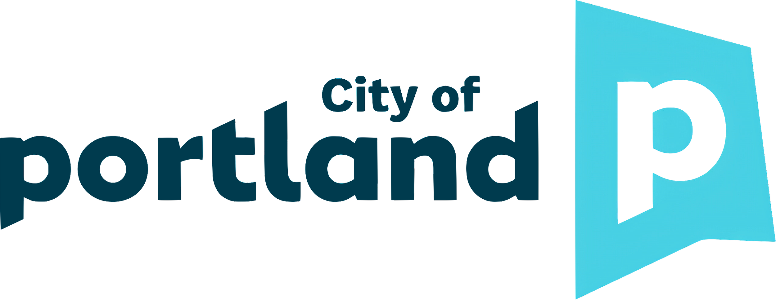 Portland city name with a parking sign protruding from right side