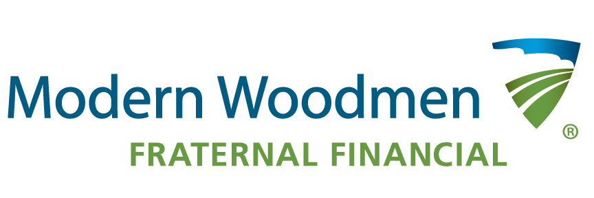 Logo of Modern Woodmen Fraternal Financial featuring a shield with green fields and a stylized blue sky.