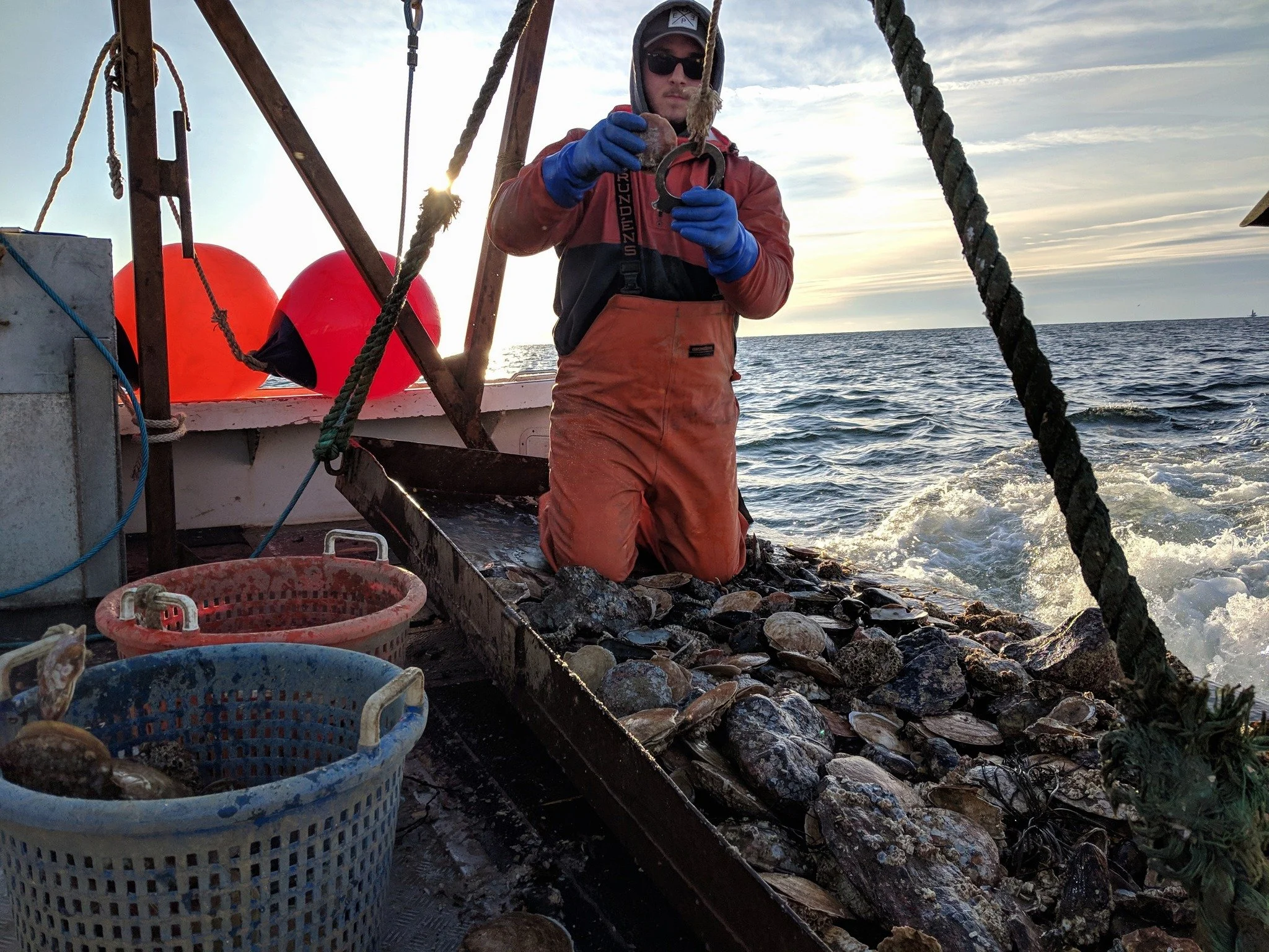 Fisherman working on a boat