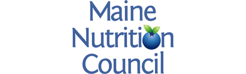 Logo of Maine Nutrition Council with text and a blueberry graphic.