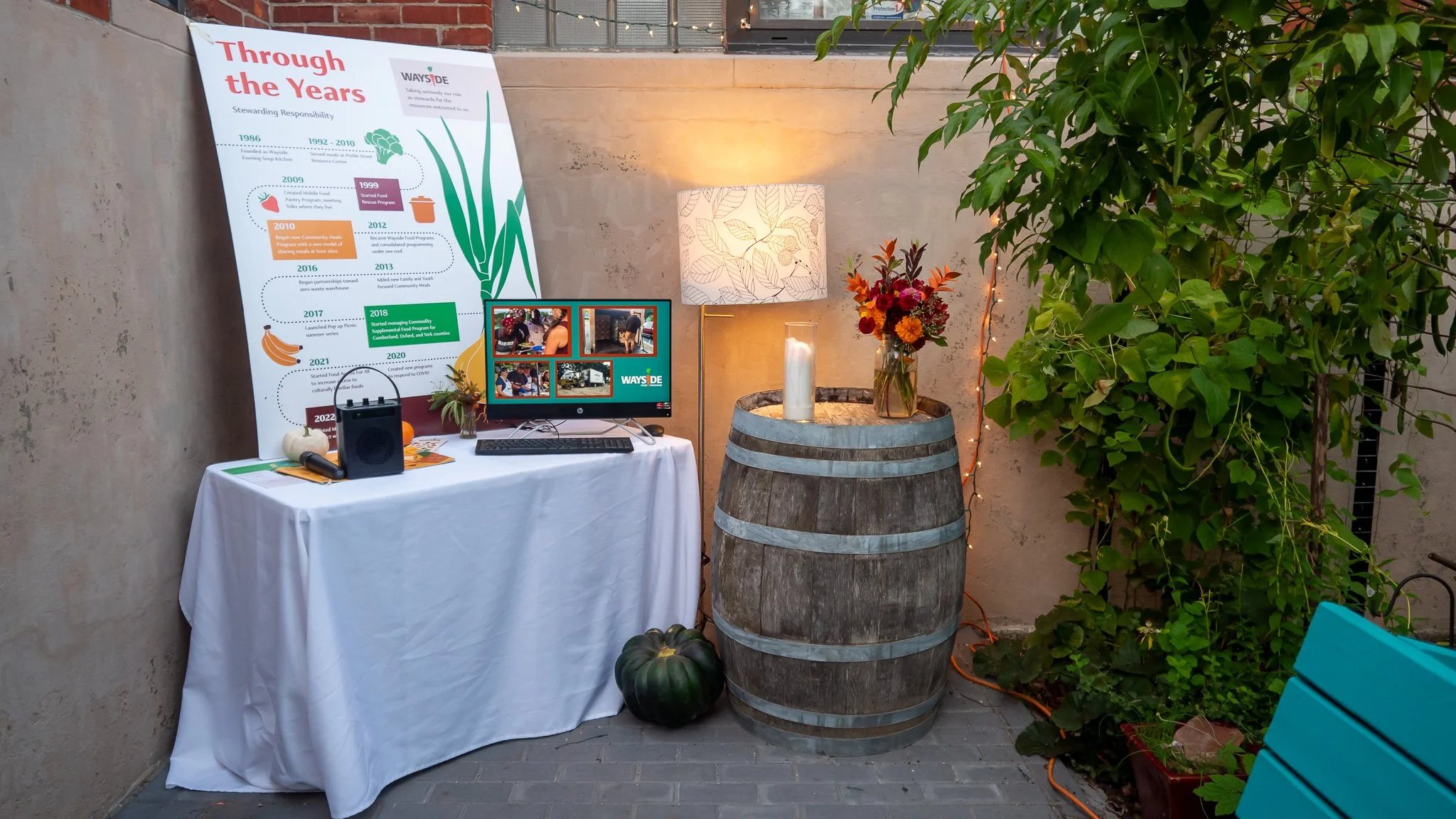 Table with poster and computer