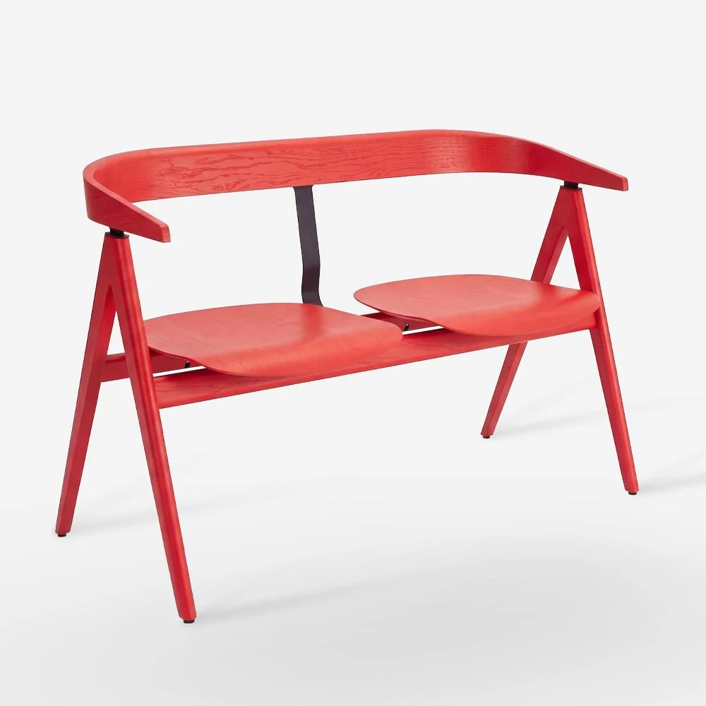 Ava Bench - Oak, Red