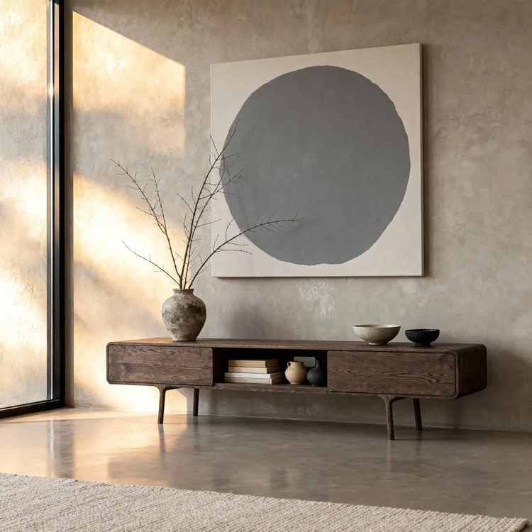 Fawn Lowboard - Two Drawers, Smoked Oak